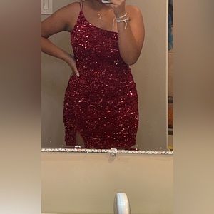 This is a red homecoming dress. Worn only once